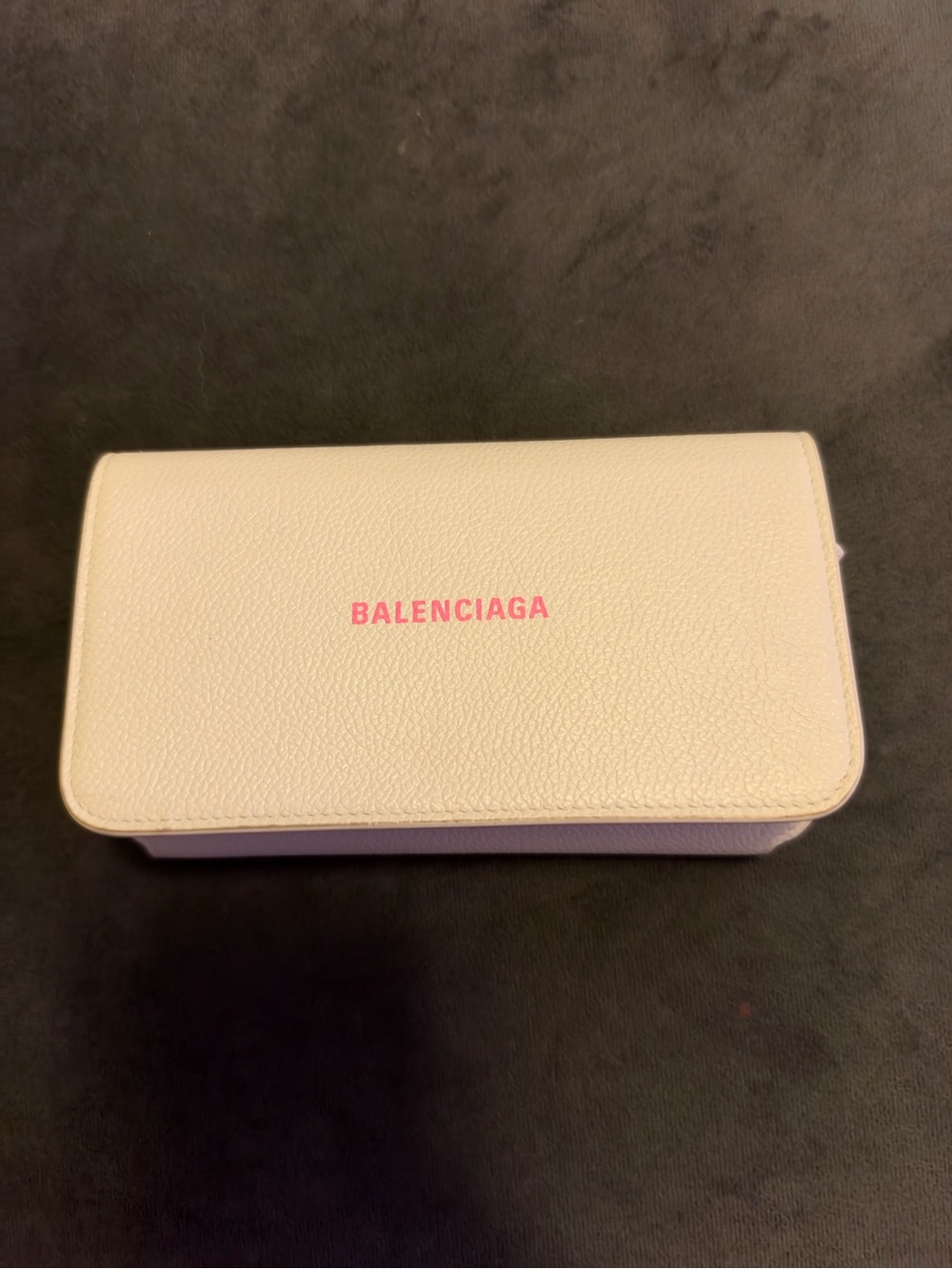 Balenciaga Cream Leather Wallet with Pink Logo